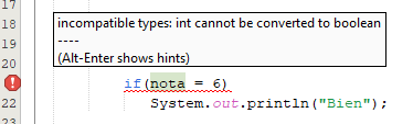 errores en la estructura condicional en java