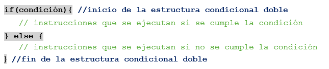 Sintaxis estructura condicional doble en Java. Estructuras de control en Java.